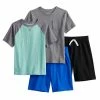Toddler Boy Jumping Beans® Essential Tees & Shorts 4-Pack Set Teal Gray Blue