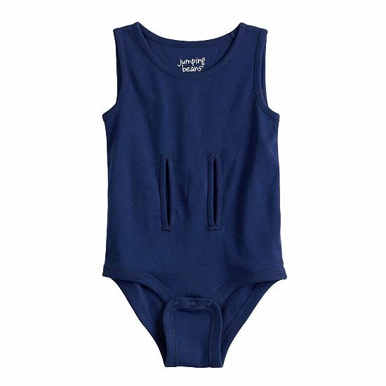 Baby Girl Jumping Beans® Adaptive Easy Dressing & Abdominal Access Sleeveless Romper Gray 4 Baby Girl Jumping Beans® Adaptive Easy Dressing & Abdominal Access Sleeveless Romper Gray - Image 4