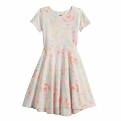 Toddler Girl Jumping Beans® Adaptive Sensory High-Low Skater Dress Yellow Stripe