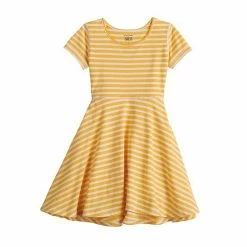 Toddler Girl Jumping Beans® Adaptive Sensory High-Low Skater Dress Yellow Stripe -Jumping Beans shop unnamed file 3470
