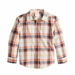 Toddler Boy Jumping Beans® Plaid Long Sleeve Button-Down Shirt Orange -Jumping Beans shop unnamed file 3549