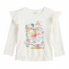 Toddler Girl Jumping Beans® Adaptive Easy Dressing & Abdominal Access Ruffle Shoulder Graphic Tee Gray Butterflies