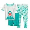 Toddler Girl Jumping Beans® Adaptive Abdominal Access, Seated Comfort, Easy Dressing Tee, Shorts, & Pants Pajama Set Shark Waves