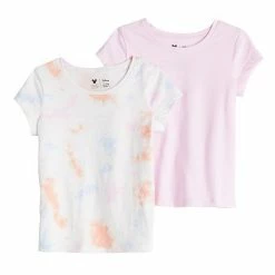 Toddler Girl Jumping Beans® Tie Dye & Solid Core Tees 2-Pack Pink Tie Dye