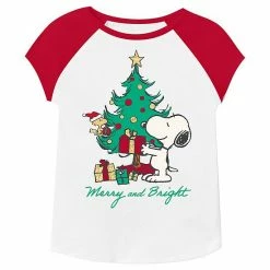 Toddler Girl Jumping Beans® Peanuts "Merry & Bright" Short Raglan Sleeve Graphic Tee