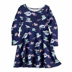 Toddler Girl Jumping Beans® The Mandalorian Adaptive Sensory Friendly Grogu Aka Baby Yoda Long Sleeve Skater Dress