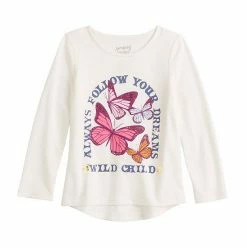 Toddler Girl Jumping Beans® Sensory Adaptive High-Low Tee Ivory Butterfly -Jumping Beans shop unnamed file 4252