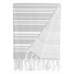 Jumping Beans Linum Home Textiles Ephesus Stripy Pestemal Beach Towel Stone