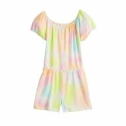 Girls 4-6x Jumping BeansĀ® Puff-Sleeve Romper Multi Tie Dye