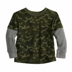 Boys 4-12 Jumping Beans® Thermal Sleeve Skater Graphic Tee Blue Dino Camo