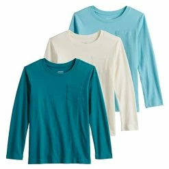 Boys 4-12 Jumping Beans® 3 Pack Long Sleeve Pocket Tees Blue Ivory Blue