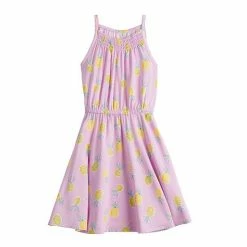 Girls 4-12 Jumping Beans® Smocked Halter Dress Purple Pineapple