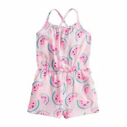 Toddler Girl Jumping Beans® Criss-Cross Back Romper Coral Butterfly
