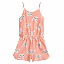 Toddler Girl Jumping Beans® Criss-Cross Back Romper Coral Butterfly -Jumping Beans shop unnamed file 4834