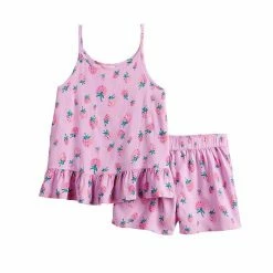 Toddler Girl Jumping Beans® Peplum Tank & Shorts Set Strawberry Purple
