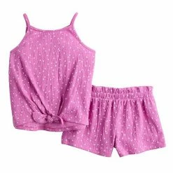 Toddler Girl Jumping Beans® Tie-Front Top & Shorts Set Purple Dots -Jumping Beans shop unnamed file 4940