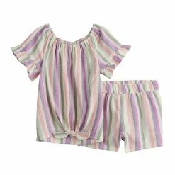Toddler Girl Jumping Beans® Tie-Front Top & Shorts Set Coral Daisy -Jumping Beans shop unnamed file 5006