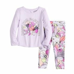 Toddler Girl Jumping BeansĀ® Active Long Sleeve Keyhole Tee & Printed Leggings Set Purple