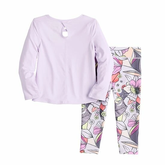 Toddler Girl Jumping Beans® Active Long Sleeve Keyhole Tee & Printed Leggings Set Purple 2 Toddler Girl Jumping Beans® Active Long Sleeve Keyhole Tee & Printed Leggings Set Purple - Image 2