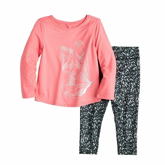Toddler Girl Jumping Beans® Active Long Sleeve Keyhole Tee & Printed Leggings Set Purple 4 Toddler Girl Jumping Beans® Active Long Sleeve Keyhole Tee & Printed Leggings Set Purple - Image 4