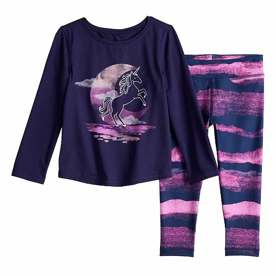 Toddler Girl Jumping Beans® Active Long Sleeve Keyhole Tee & Printed Leggings Set Purple 5 Toddler Girl Jumping Beans® Active Long Sleeve Keyhole Tee & Printed Leggings Set Purple - Image 5