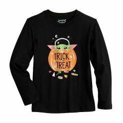 Kids 4-12 Jumping Beans® Star Wars Grogu Aka Baby Yoda Halloween Candy "Trick Or Treat" Long Sleeve Graphic Tee