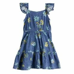 Girls 4-12 Jumping Beans® Tiered Flutter-Sleeve Dress Multi Stripe