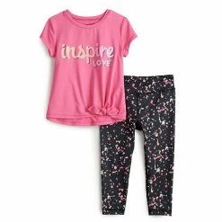 Toddler Girl Jumping BeansĀ® Active Tee & Leggings Set Dyed Heart Graphic