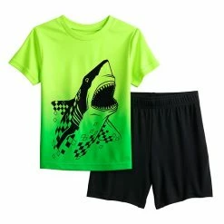 Toddler Boy Jumping BeansĀ® Active Tee & Shorts Set Shark Lime