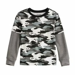 Kids 4-12 Jumping Beans® Thermal Sleeve Spooky Camo Ghost Skater Tee