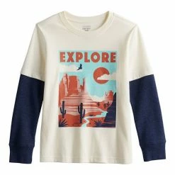 Boys 4-12 Jumping Beans® Skater Tee With Thermal Sleeves Pizzasaurus Blue