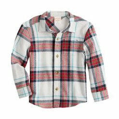 Toddler Boy Jumping Beans® Flannel Plaid Shirt Red Black