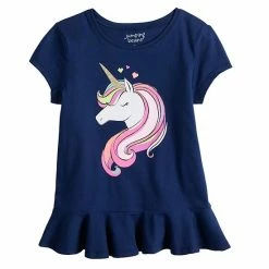 Girls 4-6x Jumping Beans® Peplum-Hem Tee Unicorn Navy -Jumping Beans shop unnamed file 5645