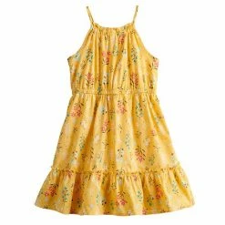 Girls 4-12 Jumping Beans® Ruffle Halter Dress Gold Floral -Jumping Beans shop unnamed file 5741