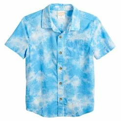 Boys 4-12 Jumping Beans® Poplin Patterned Button Front Shirt Navy Dino