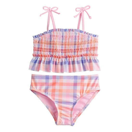 Toddler Girl Jumping Beans® Tie Strap Gingham 2-Piece Tankini Swimsuit 1 Toddler Girl Jumping Beans® Tie Strap Gingham 2-Piece Tankini Swimsuit