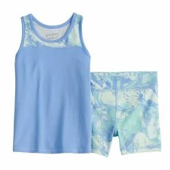 Toddler Girl Jumping Beans® Colorblock Tank & Bike Shorts Set Purple Butterfly