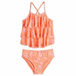 Toddler Girl Jumping BeansĀ® Floral Ruffle 2-Piece Tankini Swimsuit