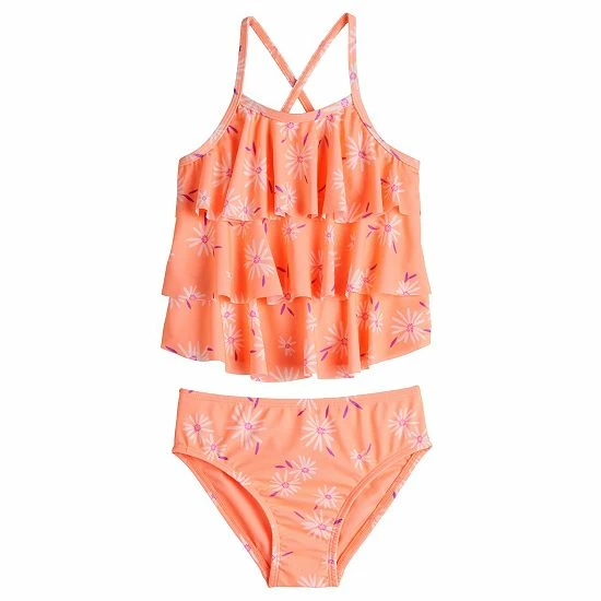 Toddler Girl Jumping Beans® Floral Ruffle 2-Piece Tankini Swimsuit 1 Toddler Girl Jumping Beans® Floral Ruffle 2-Piece Tankini Swimsuit