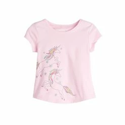 Alternative view of Toddler Girl Jumping Beans® Shirttail-Hem Graphic Tee Dancing Unicorn Pink