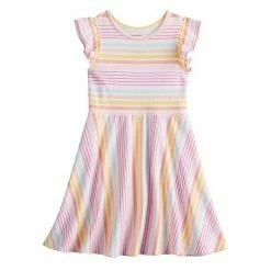 Girls 4-6x Jumping Beans® Flutter-Sleeve Dress Multi Stripe