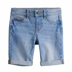 Girls 4-12 Jumping Beans® Roll-Hem Denim Bermuda Shorts Light Wash