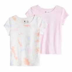 Girls 4-12 Jumping Beans® 2-Pack Tie Dye & Solid Short Sleeve Core Tee Pink Tie Dye -Jumping Beans shop unnamed file 6060
