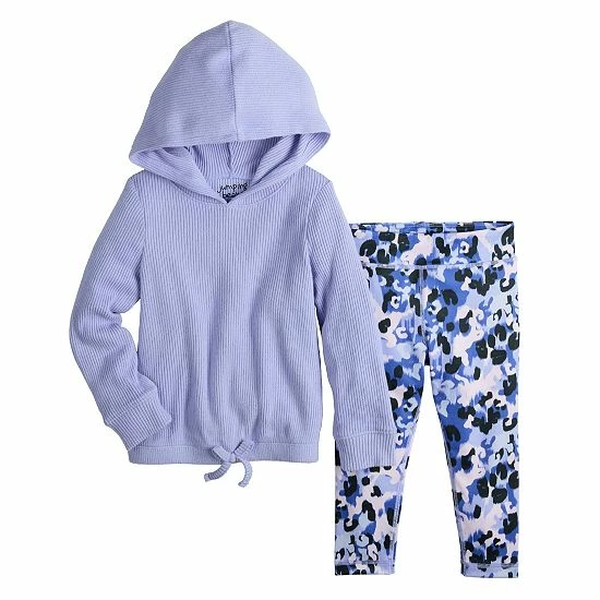 Toddler Girl Jumping Beans® Brushed Ribbed Hoodie & Printed Active Leggings Set Pink 4 Toddler Girl Jumping Beans® Brushed Ribbed Hoodie & Printed Active Leggings Set Pink - Image 4