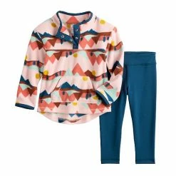 Toddler Girl Jumping Beans® Mountain Print Quarter-Snap Sweatshirt & Leggings Set