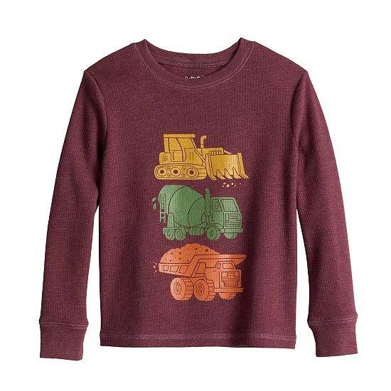 Toddler Boy Jumping Beans® Thermal Graphic Tee Burgundy Vehicles 2 Toddler Boy Jumping Beans® Thermal Graphic Tee Burgundy Vehicles - Image 2