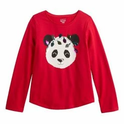 Girls 4-12 Jumping Beans® Long Sleeve Holiday Shirttail Graphic Tee White Reindeer