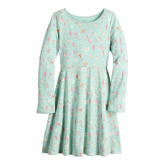 Girls 4-12 Jumping Beans® Long Sleeve Printed Skater Dress Pink Flowers Girls 4-12 Jumping Beans® Long Sleeve Printed Skater Dress Pink Flowers -Jumping Beans shop unnamed file 849