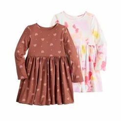 Girls 4-12 Jumping Beans® 2-Pack Long Sleeve A-Line Cotton Dresses Rainbow Hearts -Jumping Beans shop unnamed file 854