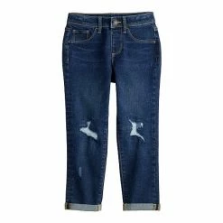 Girls 4-12 Jumping Beans® Girlfriend Fit Distressed Denim Jeans Med Wash W Destruction